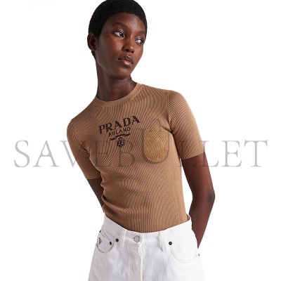 PRADA SILK CREW-NECK SWEATER WITH LOGO P24T1F PRADA SILK CREW-NECK SWEATER WITH LOGO P24T1F